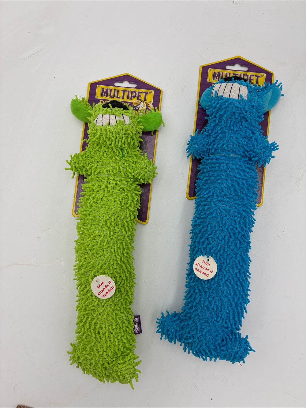 Multipet Plush Squeaky Dog Toy Duo - Blue & Red